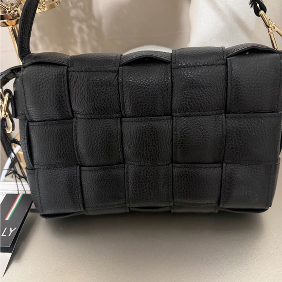 Black Woven Italian Viola Castellani Leather Bag NWT - Picture 2 of 4